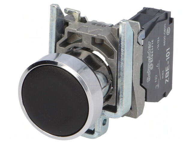 Comutator acționat prin apăsare 22mm 1 NO negru