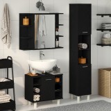VidaXL Set de mobilier pentru baie , 3 piese, Stejar negru, Lemn de inginerie