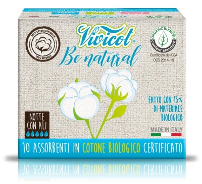 Absorbante de noapte din bumbac bio - 5 picaturi (10 buc) - VIVICOT Be Natural foto