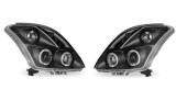 Set faruri tuning Suzuki Swift (SG), 03.2005-09.2010, lense; cu LED parking light; H1+H1; manual; negru; Tuning; halogen,