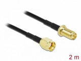 Cablu prelungitor antena RP-SMA LMR/CFD100 T-M 2m low loss, Delock 90445