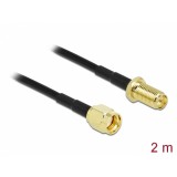 Cablu prelungitor antena RP-SMA LMR/CFD100 T-M 2m low loss, Delock 90445