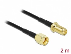 Cablu prelungitor antena RP-SMA LMR/CFD100 T-M 2m low loss, Delock 90445