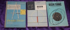 Lot 3 carti manuale desen tehnic A Zanescu, N Nicolescu - Desen liniar, Manual pentru clasa a VIII-a, MTudose, GHusein &ndash; Desen tehnic. pentru licee