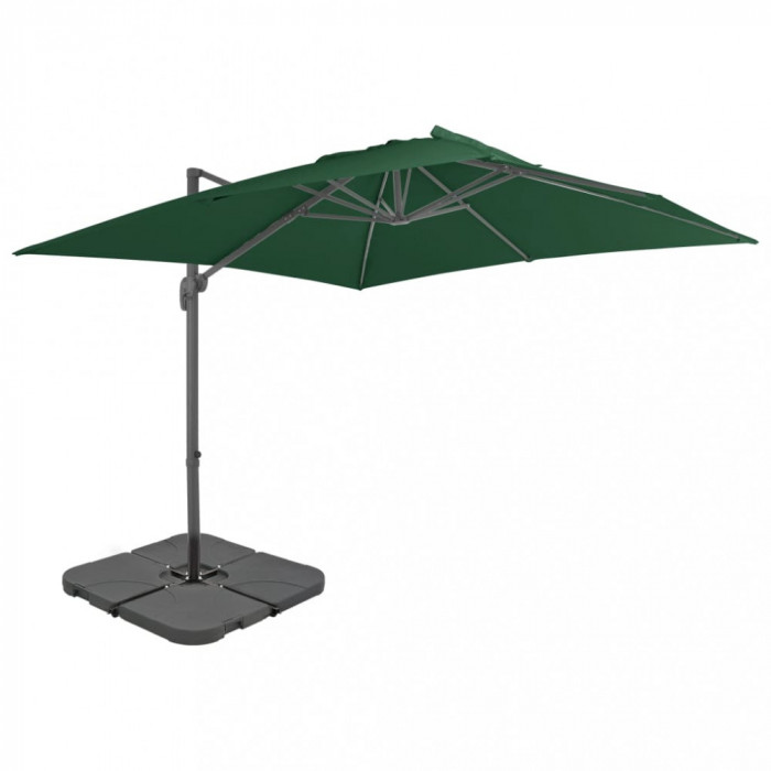 Umbrelă de exterior cu bază portabilă, verde