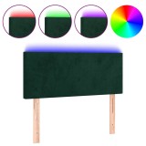 Cumpara ieftin Tablie de pat cu LED, verde inchis, 90x5x78/88 cm, catifea