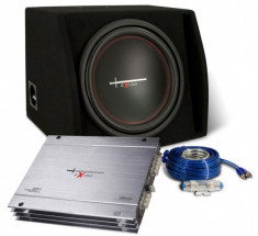 Kit amplificator 2 canale + subwoofer 1000W + cabluri foto