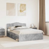 vidaXL Cadru de pat Gri Concret 150 x 200 cm Lemn de pin masiv 3412883