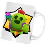 Cana alba personalizata &quot;Spike Hello Brawl Stars&quot;, INOVATIX&reg;. 330 ml, Oem