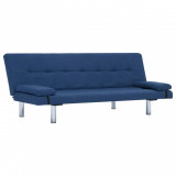 Canapea extensibilă cu două perne, albastru, poliester, Canapele fixe, Din stofa, vidaXL