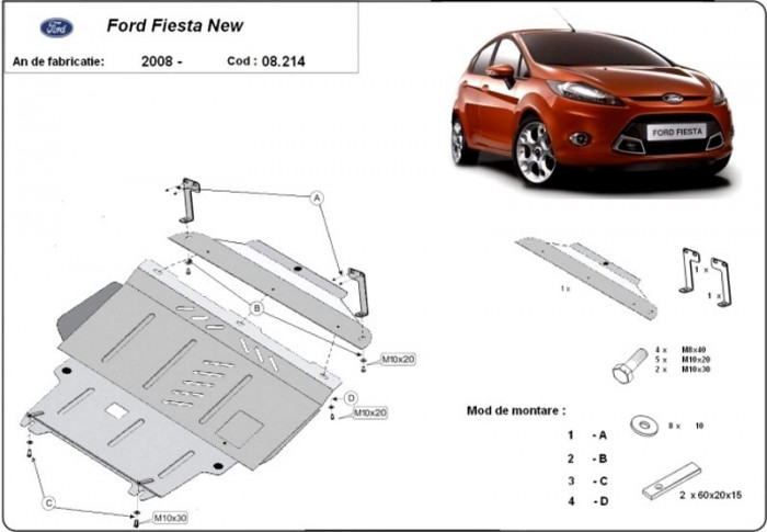 Scut motor metalic Ford Fiesta 2008-2017