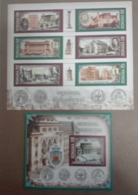 TIMBRE ROMANIA MNH LP1763b;1764 VECHIUL BUCUREȘTI ( bloc de 6 timbre +col.dant) foto