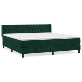 Cumpara ieftin Pat box spring cu saltea, verde inchis, 160x200 cm, catifea