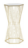 Masuta inalta Lines 6, Mauro Ferretti, 40x35x80 cm, fier/sticla, auriu
