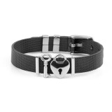 Bratara MBrands charm, din inox, ajustabila, inchidere catarama,diverse culori Argintiu