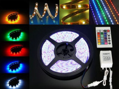 Banda led RGB siliconica 60 SMD-uri 5050/metru cu telecomanda foto