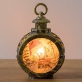 Felinar decorativ de Craciun cu LED, Bronz, 9x5x12 cm, CMCLASS
