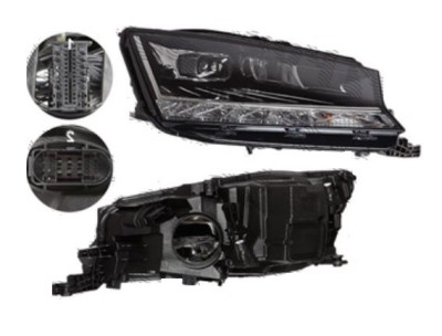 Far SKODA FABIA, 07.2018-, OE, fata, partea dreapta, bi-LED; cu &amp;amp;#39;lumina de zi&amp;amp;#39; tip LED; LED+PWY24W; electric; fara unitate control LED; foto