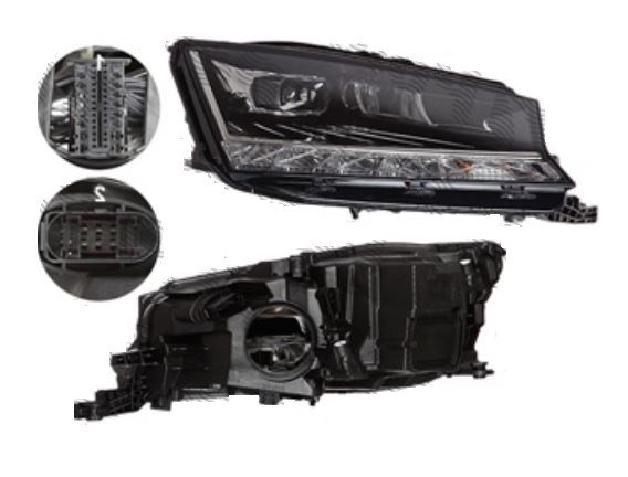 Far SKODA FABIA, 07.2018-, OE, fata, partea dreapta, bi-LED; cu &amp;#39;lumina de zi&amp;#39; tip LED; LED+PWY24W; electric; fara unitate control LED;