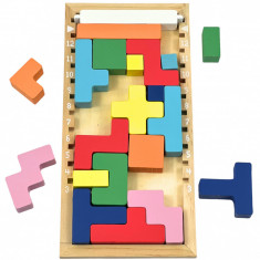 Puzzle din lemn decupat, Montessori, interactiv si educativ pentru copii, 21 piese, 25x12cm, NippleBaby