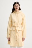 Rains geaca Curve Long Jacket W3 femei, culoarea galben, de tranzitie, 18130