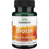 Biotin Swanson, 5000 mcg, 100 capsule mestecabile,3,5 luni utilizare, Tratament pentru barba/scalp