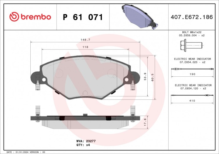 BREMBO P 61 071 PRIME LINE set placute frana disc