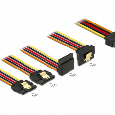 Cablu de alimentare SATA 15 pini la 2 x SATA drepte + 1 x unghi sus + 1 x unghi jos 30cm, Delock 60148