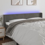 VidaXL Tăblie de pat cu LED gri &icirc;nchis 183x16x78/88 cm catifea