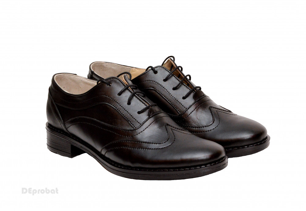 Pantofi dama piele naturala negri cu siret cod P14 - Made in Romania, 35.5,  36 - 40, Negru, Cu talpa joasa | Okazii.ro
