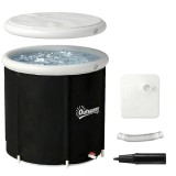 Outsunny Cadă cu Gheață 280L, Cadă pentru Imersiune &icirc;n Terapia Rece cu Capac și Pompă, Cadă Gonflabilă pentru Recuperare/Terapie pentru Interior și Ex