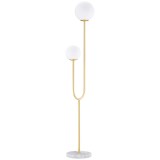 HOMCOM Lampadar metal Lampadar de podea salon auriu cu 2 capete abajur globe alb sticlă mată, 25W, 33 x 25 x 155,5 cm | Aosom Romania
