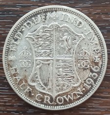 (A837) MONEDA DIN ARGINT ANGLIA - HALF CROWN 1936, REGELE GEORGE AL V-LEA, 14,14 GRAME, PURITATE 500 foto