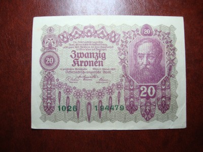 AUSTRIA 20 KRONEN 1922 XF foto