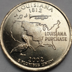 25 cents / quarter 2002 USA, Louisiana, unc, litera D sau P foto