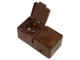 Conector alimentare AC 2P+PE, 250VAC, 16A, maro - soclu pentru perete