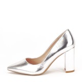 Pantofi argintii office eleganti Anca 01, 36, 40, Argintiu