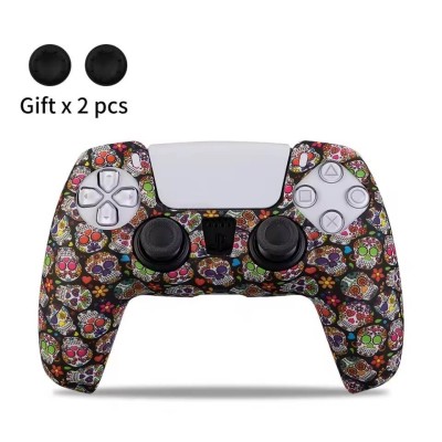 Husa controller ps5, 2 thumb grip, silicon, flower foto