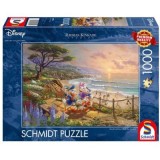 Puzzle 1000 piese, Thomas Kinkade - Disney - Donald si Daisy pe plaja, Schimdt