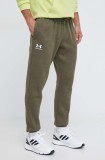Under Armour pantaloni de trening culoarea verde, neted