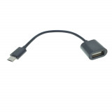 Cumpara ieftin Cablu adaptor OTG USB 2.0 mama la microUSB tata, 12 cm, negru, Oem