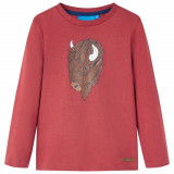 Tricou pentru copii cu m&acirc;neci lungi, roșu ars, 104, vidaXL