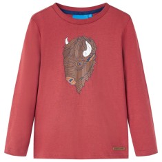 Tricou pentru copii cu m&acirc;neci lungi, roșu ars, 104