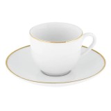 Set Cadou Luxury 6 Cesti Cafea 200ml, 6 Farfurii Portelan Alb cu Auriu Malooki DNC58995
