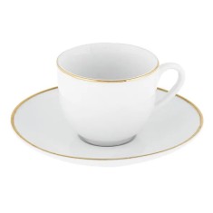 Set Cadou Luxury 6 Cesti Cafea 200ml, 6 Farfurii Portelan Alb cu Auriu Malooki DNC58995 foto