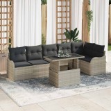 VidaXL Set de canapele pentru grădină 7 pcs Gri deschis Rattan poli