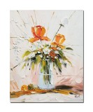 Tablou cu flori pictat manual, Puritate, 50x40cm ulei pe panza in cutit, Valentin Pop
