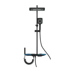Set de Dus TrendiShop&reg;, Termostatat, Montare pe Perete, Cu Cap de Dus Reglabil 80-115 cm, Afisaj LED cu Temperatura, Iluminare Ambianta Colorata, Buto