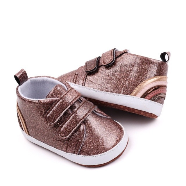 Pantofiori maro pentru bebelusi - Glitter (Marime Disponibila: 3-6 luni