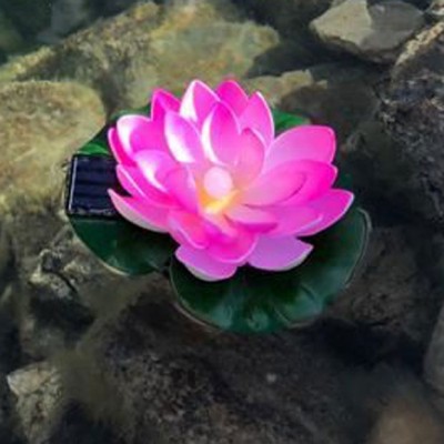 Lampa solara LED de gradina, plutitoare pe apa, floare de nufar roz, 18x18x6cm Household NewTrend foto